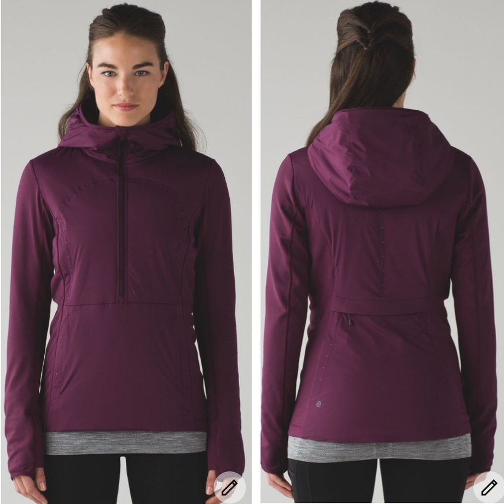 Lululemon Run For Cold Pullover Jacket Color Plum  Size 8 EUC